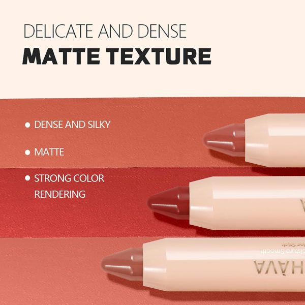 ⁦Hepiide 2 Pcs Nude Matte Velvet Crayon Lipstick, Moisturizing Lightweight Creamy Lip Color, Waterproof Long-Lasting Crayon Lip Gloss for Women, Non-Sticky, Ultra Matte Lip Liner Pen (Color, 08)⁩ - الصورة ⁦3⁩