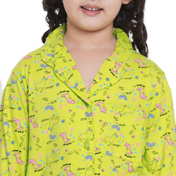 ⁦Lauren Smith Girl's Pajama Set Long Sleeve Buttoned Top with pants 2 Piece Printed Sleepwear Cotton Girls Soft Pjs Lounge Set Kids nightwear sets⁩ - الصورة ⁦6⁩