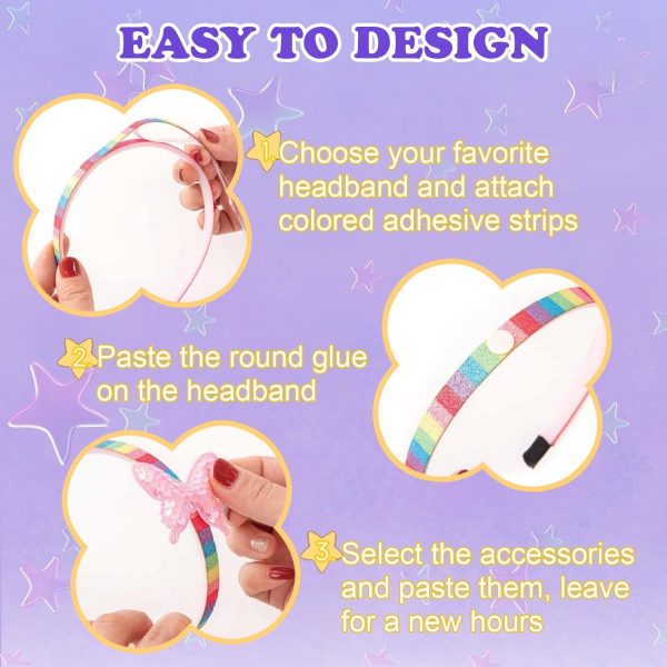 ⁦WEKUBA Headband Making Kit for Girls, Kids Hair Accessories Craft Sets, DIY Hair Band for Kids 5-12 Year Old, Little Children's Art & Craft Gifts, Headband Girls Toy Gift⁩ - الصورة ⁦4⁩