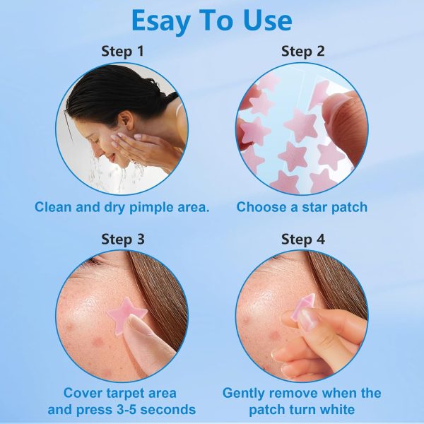⁦Star Face Patches for Removing Pimples, 4 Pack of 320 Acne Patches, Hydrocolloid Patches to Cover Up Pimples and Blemishes, Adhesive for Acne Blemishes⁩ - الصورة ⁦6⁩