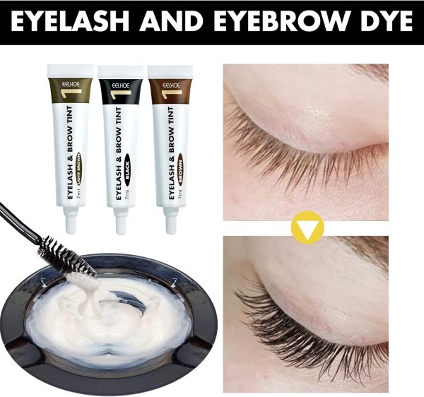 ⁦JDLYEVER Eyebrow and Eyelash Tinting Kit Long-Lasting Color Smudge-Proof and Water-Resistant Easy-to-Apply, 2 in 1 Eyelash and Eyebrow Dyeing Set Anti-Sweat and No Smudge Safe and Gentle (black)⁩ - الصورة ⁦6⁩