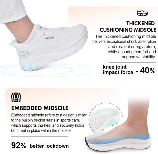⁦JACKSHIBO Womens Hands Free Slip ins Shoes | Athletic Slip On Casual Walking Shoes | Lightweight Cloud Shoes | Non Slip Walking Sneakers⁩ - الصورة ⁦5⁩