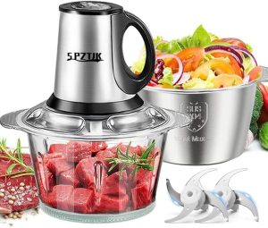 12 Cup Food Processor with 2 Bowls + 2 Blades, 3 Speed Electric Food Chopper 3L Meat Grinder with Stainless Steel & PC Bowls，Powerful Small Vegetable Chopper, for Fruits/Meat/Nuts,Baby Food