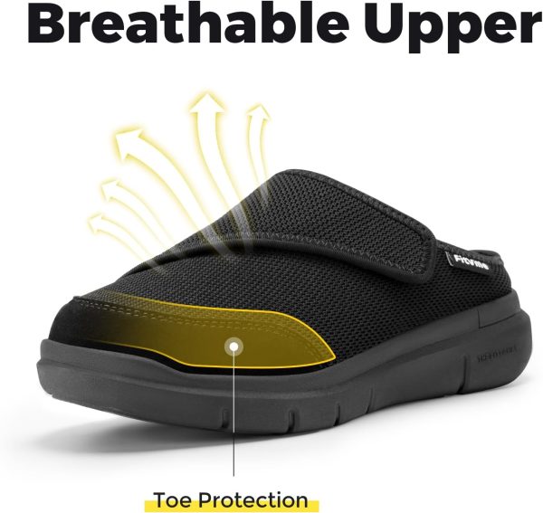 ⁦FitVille Women's Slippers Slip on Mules Clogs, Adjustable Closure Walking Shoes for Women Extra Wide Width for Swollen Feet Plantar Fasciitis Indoors Outdoors⁩ - الصورة ⁦6⁩