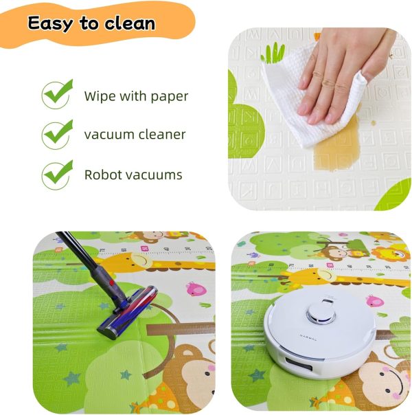 ⁦200x180x2CM Thick Baby Play Mat, Colorful Foam Kids Crawling Mat, Large Foldable with Travel Bag,Waterproof and Easy to Clean Double-Sided Baby Rug Mat for Bedroom and Living Room (Animal Print)⁩ - الصورة ⁦6⁩