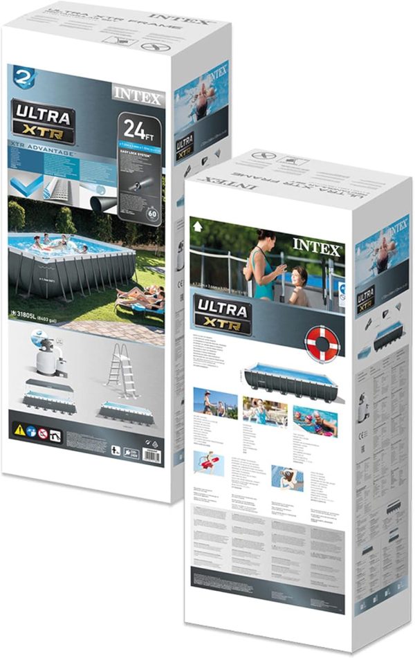 ⁦Intex Power Steel Rectangular Frame Pool Set+ Filter Pump+Ladder+Dispenser, Size ‎366 x 732 x 132 cm⁩ - الصورة ⁦6⁩