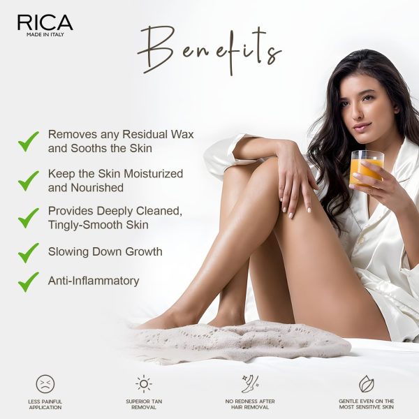 ⁦RICA Unisex Adult Aloe Vera After Wax Lotion for Sensitive Skin with Sun flower Oil, Jojoba Oil & Vitamin E - 250ml⁩ - الصورة ⁦3⁩