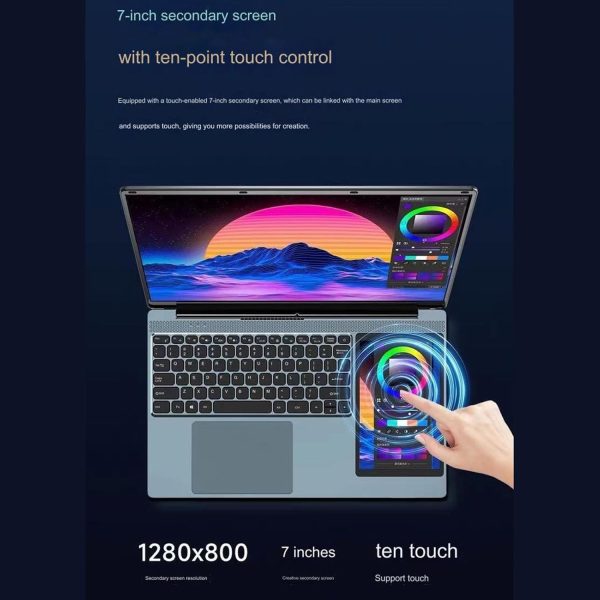 ⁦GYX-KAWSN 15.6+7″ Dual-Screen Laptop Touch Screen Two-In-One Game Notebook Student Business Office Design Portable,16G+1TB⁩ - الصورة ⁦2⁩