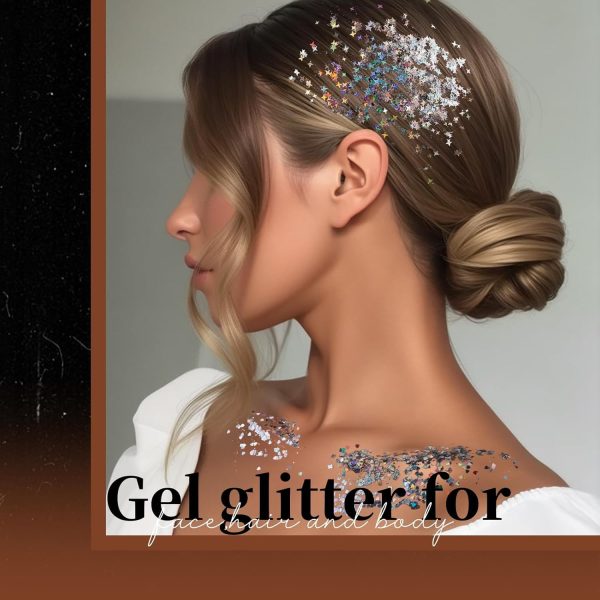 ⁦MAKINGTEC Holographic Glitter Gel - Sparkling Face & Body Makeup for Festivals, Parties | Hair-Friendly, Long-Lasting Shine (Grey)⁩ - الصورة ⁦4⁩