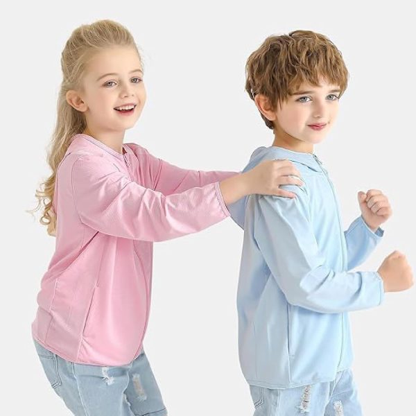 ⁦Toddler Sun UV Protection Hoodie, Kids Jacket Clothing, Lightweight Breathable Summer Jacket, Summer Cool Hoodie, Thin Hoodie, Long Sleeve UPF50+, Suitable for Girl Daily Wear 2-8 Years⁩ - الصورة ⁦3⁩