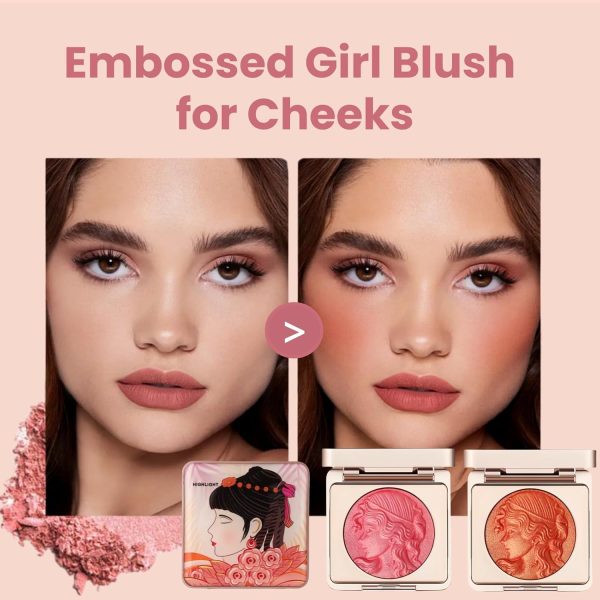⁦NALACAL 2-Piece Embossed Smooth Powder Blush Palette – Vibrant Orange and Pink Blushers for Flawless Cheeks, Featuring Matte Finish and Rich Pigmentation for Stunning Makeup Looks⁩ - الصورة ⁦4⁩