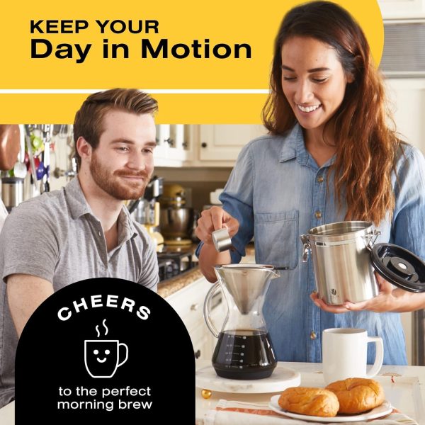 ⁦Azonee Pour Over Coffee Maker, 600ml Paperless Borosilicate Glass Carafe With Reusable Stainless Steel Permanent Filter - Clear Manual Dripper Brewer for Home Office⁩ - الصورة ⁦7⁩