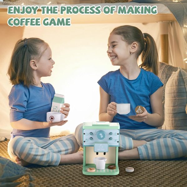 ⁦Soofam Wooden Coffee Maker Set Toy for Kids, Play Kitchen Accessories, Encourages Imaginative Play, Upgraded Toy Coffee Set for Kids-Fun and Colorful for Girls and Boys⁩ - الصورة ⁦5⁩