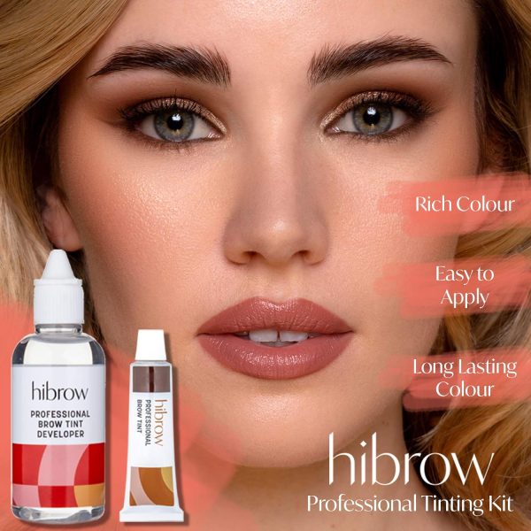 ⁦Hi Brow Professional Tinting Kit - Eyebrow Dye Full Size Set - 15ml Tint, 50ml Tint Developer, Glass Mixing Dish, Dual End Brush, Mascara Wand, Orange Wood Stick (Dark Charcoal)⁩ - الصورة ⁦5⁩