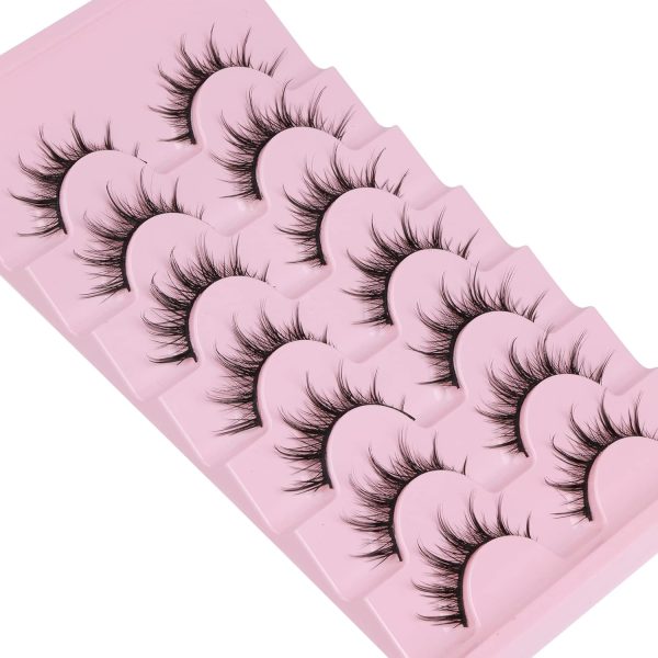 ⁦SWIUKPHE Manga Lashes, Natural Look False Eyelashes Anime Lashes, Mink 3D Volume Eyelashes Pack Cosplay Fake Eyelashes Look Like Individual Cluster, 7 Pairs⁩ - الصورة ⁦5⁩