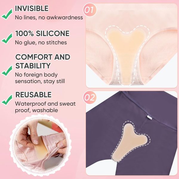⁦Camel Toe Concealers, 2pcs Seamless Camel Toe Hider Invisible Tape, Reusable Silicone Female Intimate Patches, Body Care Patches Underwear Guard, Moisturizing Body Intimate Patches⁩ - الصورة ⁦3⁩