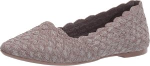 Skechers Women's Cleo - Scalloped Knit Skimmer Ballet Flat, 39.5 EU