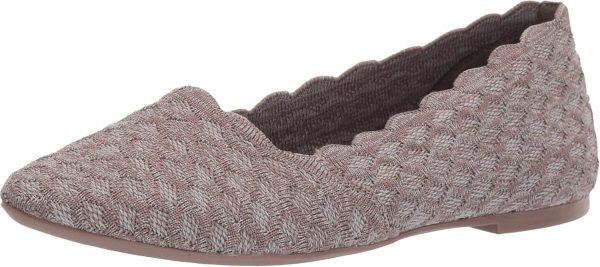 Skechers Women's Cleo - Scalloped Knit Skimmer Ballet Flat, 39.5 EU