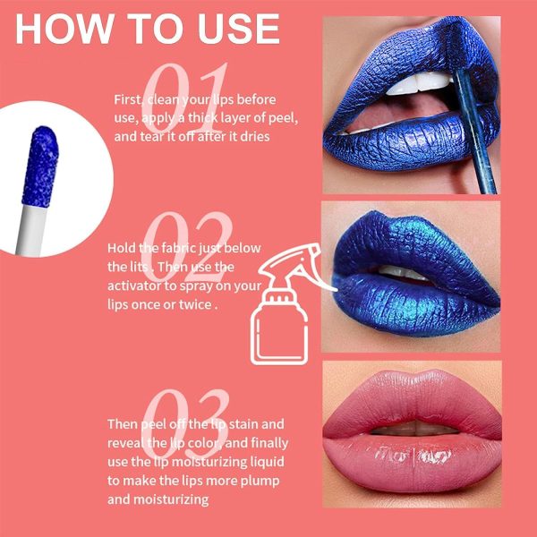 ⁦NALACAL 5 Colors Lip Stain Peel Off, Tear Off Lipstick Peel Reveal Lip Stain, Non-stick Cup Liquid Lipstick Matte Finish Lip Makeup, Long Lasting Waterproof⁩ - الصورة ⁦5⁩