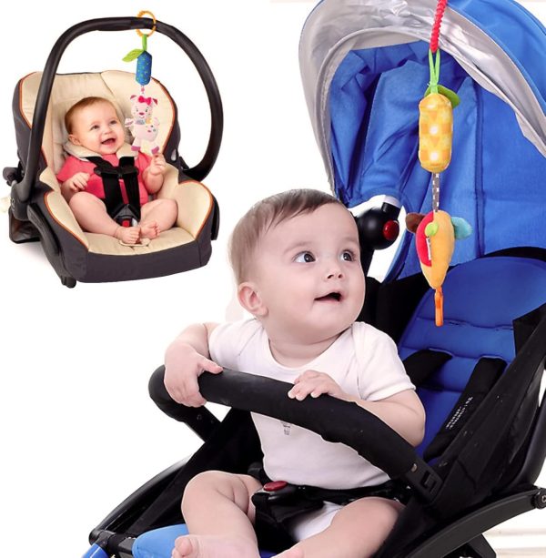 ⁦MAKINGTEC Baby Soft Hanging Rattle,Car Seat Hanging Bell Adorable Animal Infant Play Music Crib Toy Carseat Rattles Educational Toysfor Babies Boys and Girls 3 6 9 to 12 Months(4 Pack)⁩ - الصورة ⁦3⁩