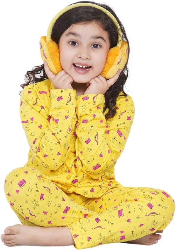⁦Lauren Smith Girl's Pajama Set Long Sleeve Buttoned Top with pants 2 Piece Printed Sleepwear Cotton Girls Soft Pjs Lounge Set Kids nightwear sets⁩ - الصورة ⁦5⁩