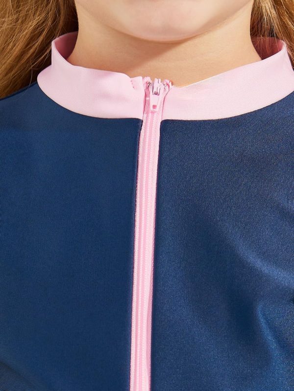⁦Styli Girls 2111260822 Contrast Trim High Neck Skirted Swimsuit⁩ - الصورة ⁦3⁩
