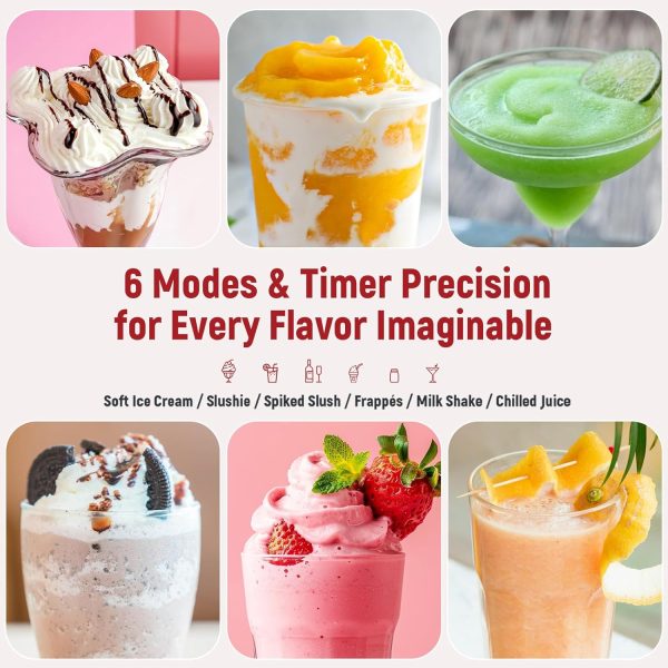 ⁦Slushie Machine: No Ice Needed All-in-One Slushy Maker for Home, Real-Time Temp Display, Auto-Clean, 6 Preset | Frozen Margaritas, Cocktails, Frappés, Ice Cream, Smoothies, Milkshakes,Summer Parties⁩ - الصورة ⁦5⁩