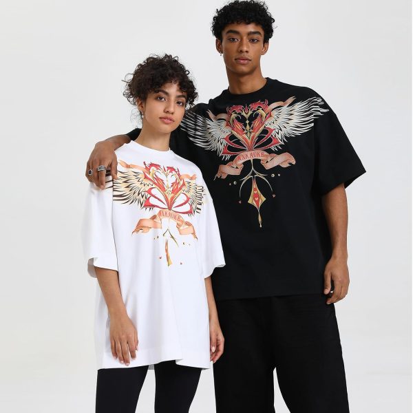 ⁦T-Shirts Oversized Love Wing Unisex Graphic Tee Tops⁩ - الصورة ⁦2⁩