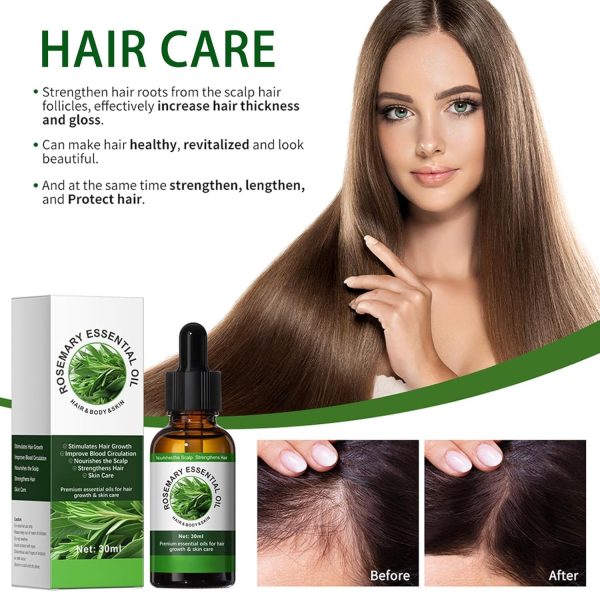 ⁦NALACAL Rosemary Oil for Hair Growth, Essential Oil for Skin and Hair Care, Promotes Natural Hair, Eyebrow, and Eyelash Growth, Best Hair Thickening Product for Men and Women (30ml)⁩ - الصورة ⁦3⁩