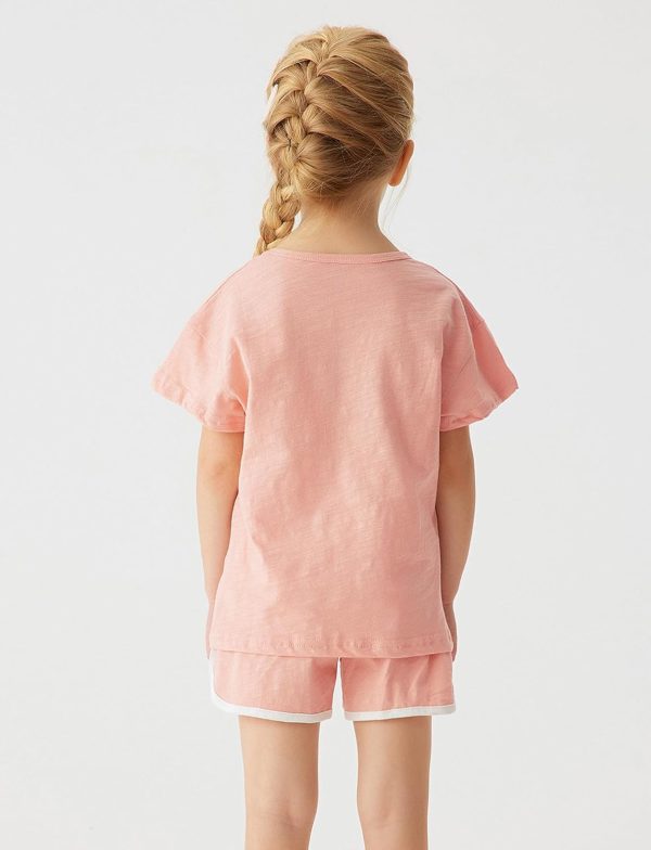 ⁦SEAUR Baby Boys Girls Shorts Tops Set Cotton Toddler Short Sleeve T-Shirt Solid Color Summer Outfit Clothes⁩ - الصورة ⁦3⁩