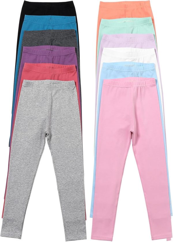 ⁦Chicduo 12 Pack Girls Leggings Girls Cotton Pants Toddler Stretch High Waisted Leggings Soft and Breathable Leggings⁩ - الصورة ⁦2⁩