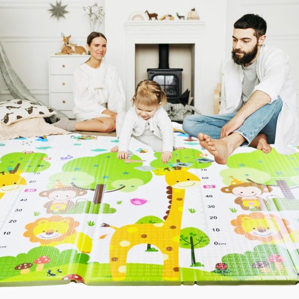 ⁦200x180x2CM Thick Baby Play Mat, Colorful Foam Kids Crawling Mat, Large Foldable with Travel Bag,Waterproof and Easy to Clean Double-Sided Baby Rug Mat for Bedroom and Living Room (Animal Print)⁩ - الصورة ⁦8⁩