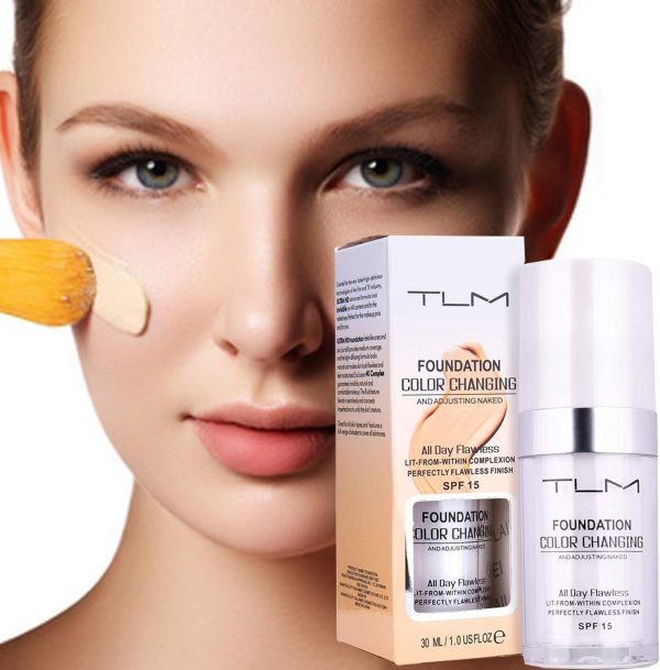 ⁦Omaky 30ml TLM Concealer Cover Cream Flawless Colour Changing Foundation Makeup Base Nude Face Liquid Cover Concealer Changing Warm Skin Tone Moisturizing Cover for women&girls(2pcs)⁩ - الصورة ⁦7⁩