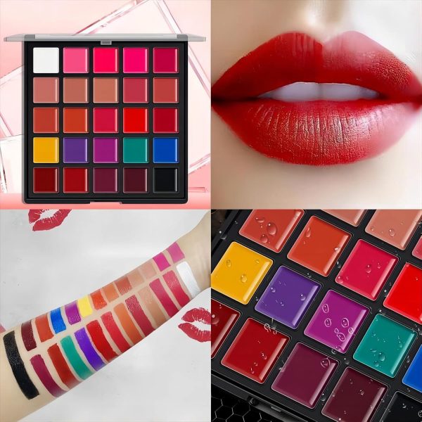 ⁦YARLADY 25 color Lipstick Lip Gloss Palette 24H Long-lasting moisturizing Waterproof matte Lip Palette Makeup,Pigmented Festival Halloween Body Face Paint Matte Lipstick Set⁩ - الصورة ⁦6⁩