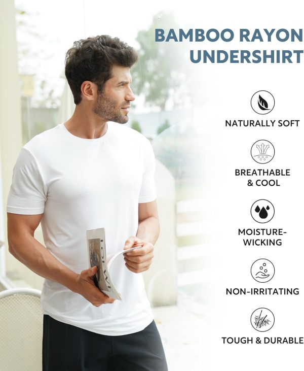 ⁦DAVID ARCHY Men's 3 Pack Soft Comfy Bamboo Rayon Undershirts Breathable Tees Short Sleeve T-Shirts⁩ - الصورة ⁦3⁩