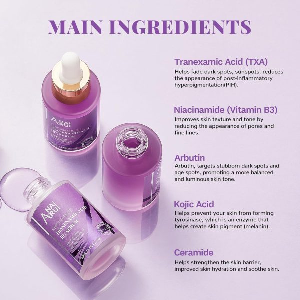 ⁦ANAiRUi 10% Tranexamic Acid Serum with Tranexamic Acid, Niacinamide and Hyaluronic Acid, Targets Hyperpigmentation, Even Skin Tone, 30 ml⁩ - الصورة ⁦2⁩