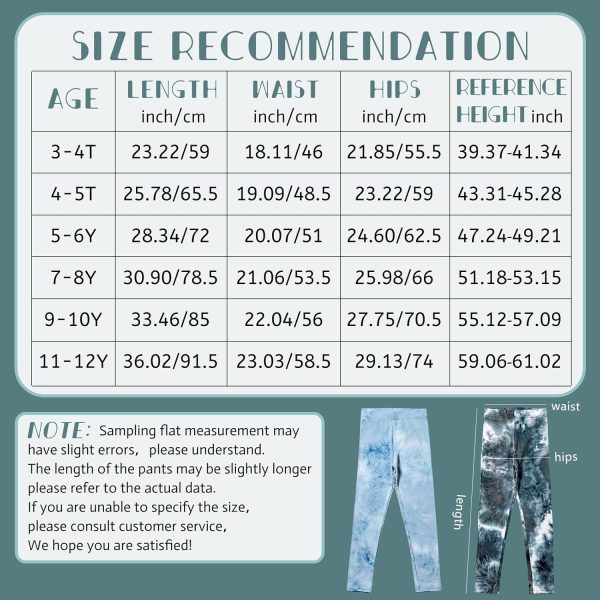 ⁦Chicduo 6 Pack Girls Printed Leggings Casual Yoga Pants for Girls Stretchy Tie-Dyed Leggings Girls Athletic Leggings⁩ - الصورة ⁦5⁩