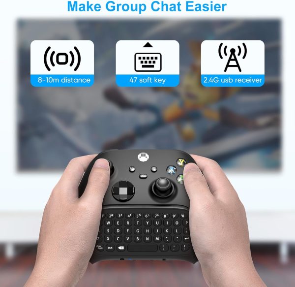 ⁦اوارت كيبورد لوحدة تحكم Xbox سلسلة X S One لوحة مفاتيح لاسلكية للالعاب مع مستقبل USB ملحقات العاب جاك الصوت سماعة الراس لاكس بوكس وحدة التحكم غير متضمنة اسود⁩ - الصورة ⁦5⁩