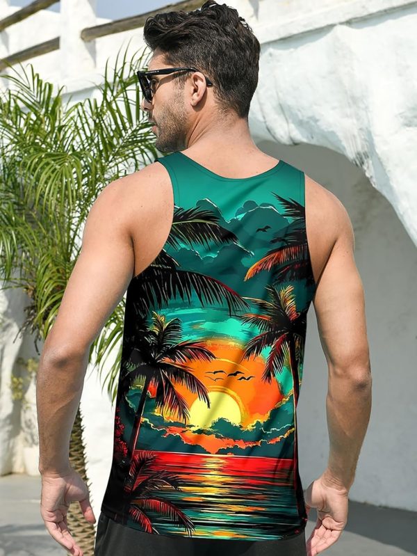⁦RAISEVERN Funny 3D Printed Tank Tops Mens Summer Sleeveless Vest T-Shirt⁩ - الصورة ⁦4⁩