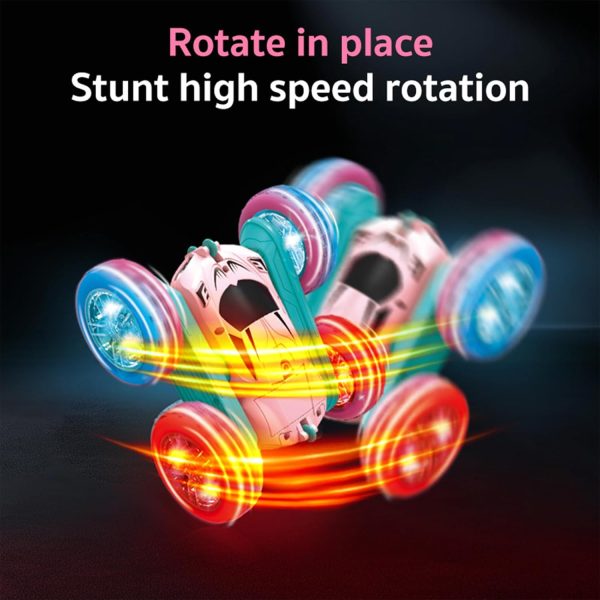 ⁦Beauenty Remote Control Car Toys for Kids - Dual Electric, Double sided 360 ° Rotating Four Wheel Drive Drift Car with Cool Lights - Birthday Gifts for Boys and Girls (Pink)⁩ - الصورة ⁦4⁩