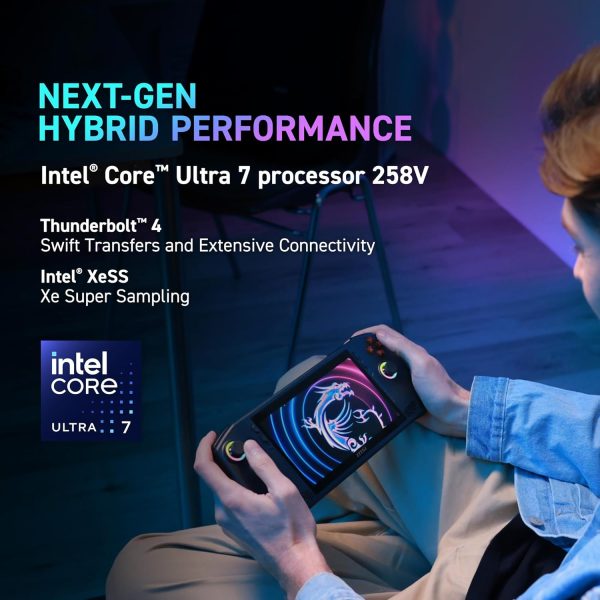 ⁦MSI Claw PC Gaming Handheld: Intel Ultra 7-258V, 8" FHD 120Hz Display, 32GB LPDDR5, 1TB NVMe SSD, MicroSD Card Reader, Thunderbolt 4, Win 11 Home: Black 8 AI+ A2VM-001US⁩ - الصورة ⁦4⁩