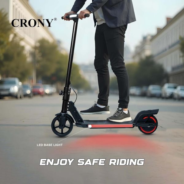 ⁦CRONY S32 Kids Foldable E-Scooter with LED Light Bar RGB Deck Lights & LED Display & E-Brake and E-Accelerator & Extended Footrest Supports Up to 100KG (Black)⁩ - الصورة ⁦5⁩
