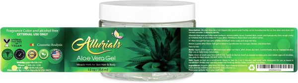 ⁦All Natural Aloe Vera Gel: Pure Aloe Vera Gelly from Organic Cold Pressed Aloe - Hydrates & Heals Dry, Itchy & Damaged Skin - Acne, Sunburn, Rash & Dandruff Relief - Fragrance & Alcohol Free - 350ml⁩ - الصورة ⁦7⁩