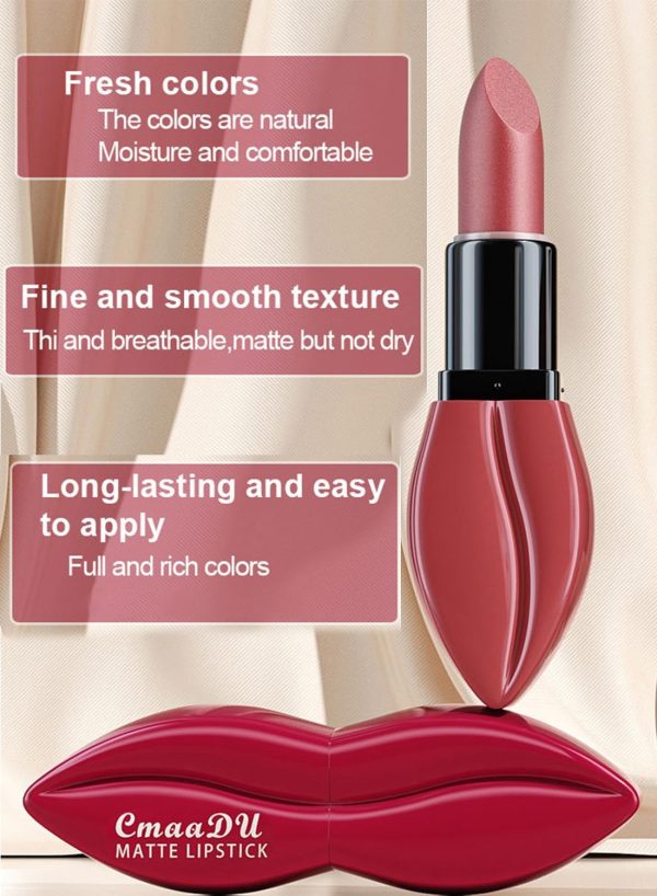 ⁦L&Wen Matte Lipstick for Women, Long Lasting Waterproof Highly Pigmented Moisturizing Velvet Lip Gloss, Not Fade Lightweight Smudge Proof Lip Stain for Girls and Women - Red 02⁩ - الصورة ⁦4⁩