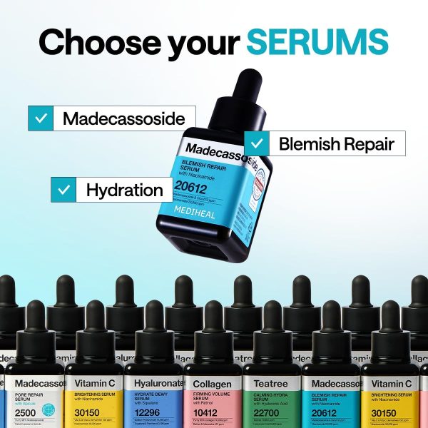 ⁦Mediheal Madecassoside Repair Serum, 1.35 Fl.Oz (40 Ml) | Blemish Care, Fades Pigmentation And Freckles & Skin Soothing & Hydration | With Centella Asiatica, Niacinamide⁩ - الصورة ⁦2⁩