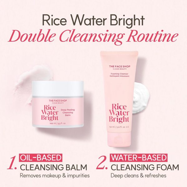 ⁦The Face Shop Rice Water Bright Cleansing Balm, Removes Makeup & SPF, 4-in-1 Makeup Remover, for All Skin Types, Korean Rice Extract, Lavender Oil, 100ml / 3.3 fl. oz.⁩ - الصورة ⁦8⁩