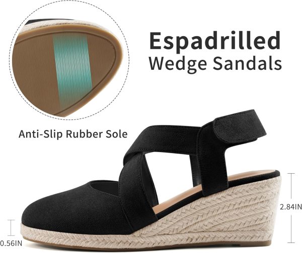 ⁦HARENCE Espadrilles Wedge Sandals for Women: Comfortable Closed Toe Ankle Strap Summer Dressy Platform Heels Shoes⁩ - الصورة ⁦4⁩
