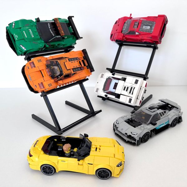 ⁦The Good Idea | Display Stand for LEGO Speed Champions Cars – 60° Tiered Holder | No Tools Setup | Holds 6 Cars | Horizontally Expandable – Ideal for Brick Car & F1 Garage Desk Display Rack⁩ - الصورة ⁦8⁩