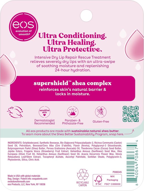 ⁦eos The Hero Lip Repair, Extra Dry Lip Treatment, 24HR Moisture, Natural Strawberry Extract, 0.35 fl oz, 2 Count (Pack of 1)⁩ - الصورة ⁦8⁩