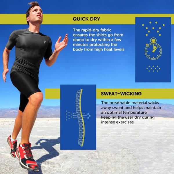 ⁦RDX Rash Guard MMA Compression Shirt, Tank Top Long Sleeve Half Sport Combat Tank Top for Surf, Training, Sparring, Running, Cycling, Sweat Martial Arts, Shirts, Swimming, Men's T-Shirt⁩ - الصورة ⁦7⁩